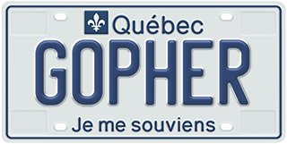 A Québec licence plate with the word GOPHER